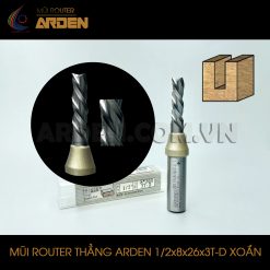 Mũi phay router CNC ba lưỡi xoắn ARDEN 1/2x8x26x3T-D