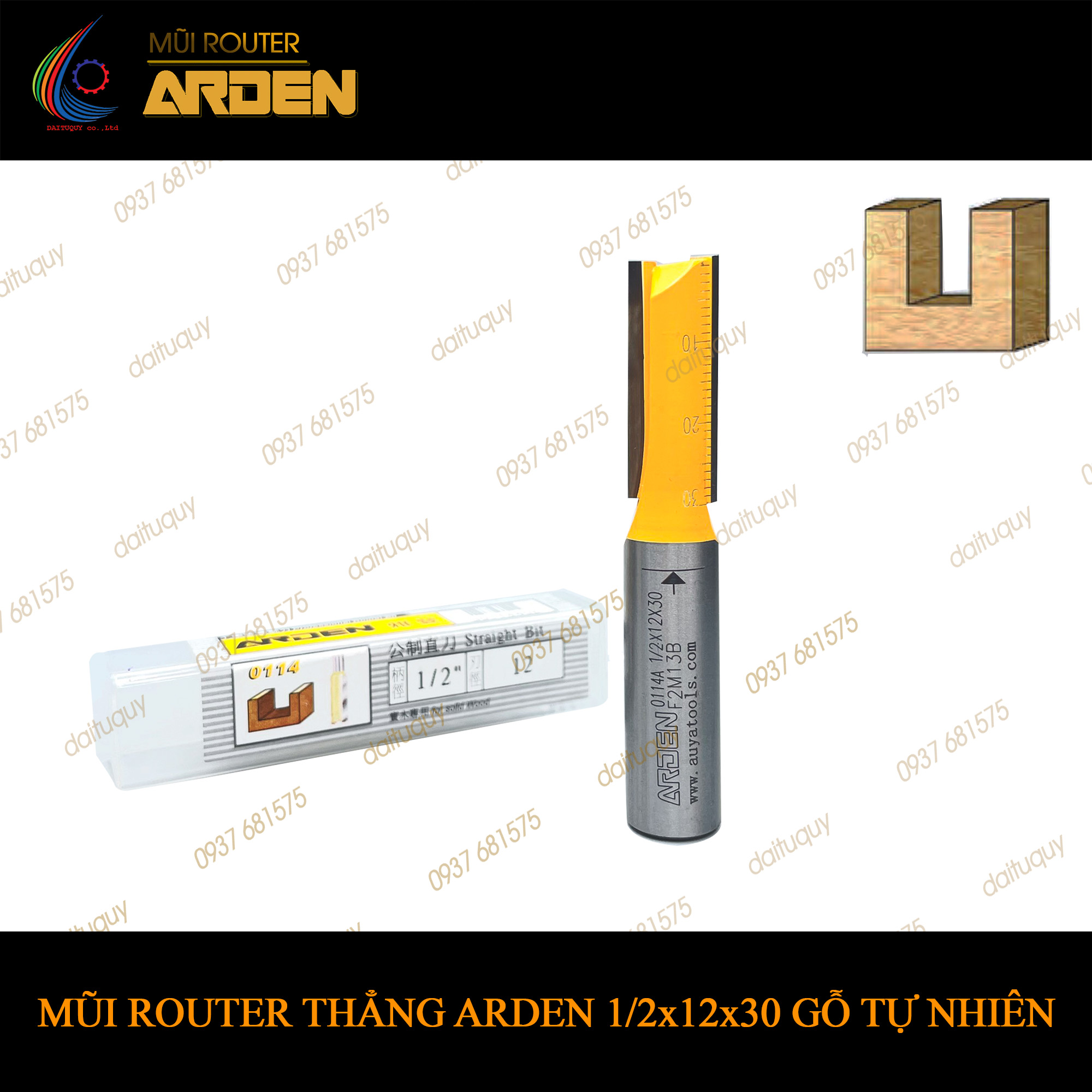 Mũi phay router cnc thẳng gỗ tự nhiên 1/2x12x30 mm