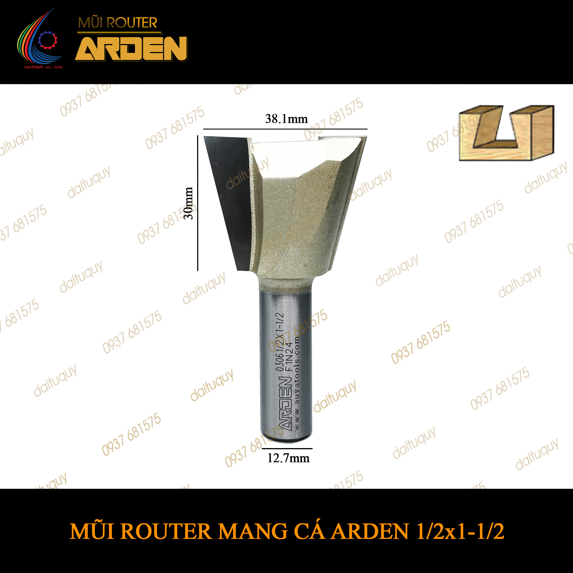 Mũi phay router mang cá Arden 1/2x1-1/2