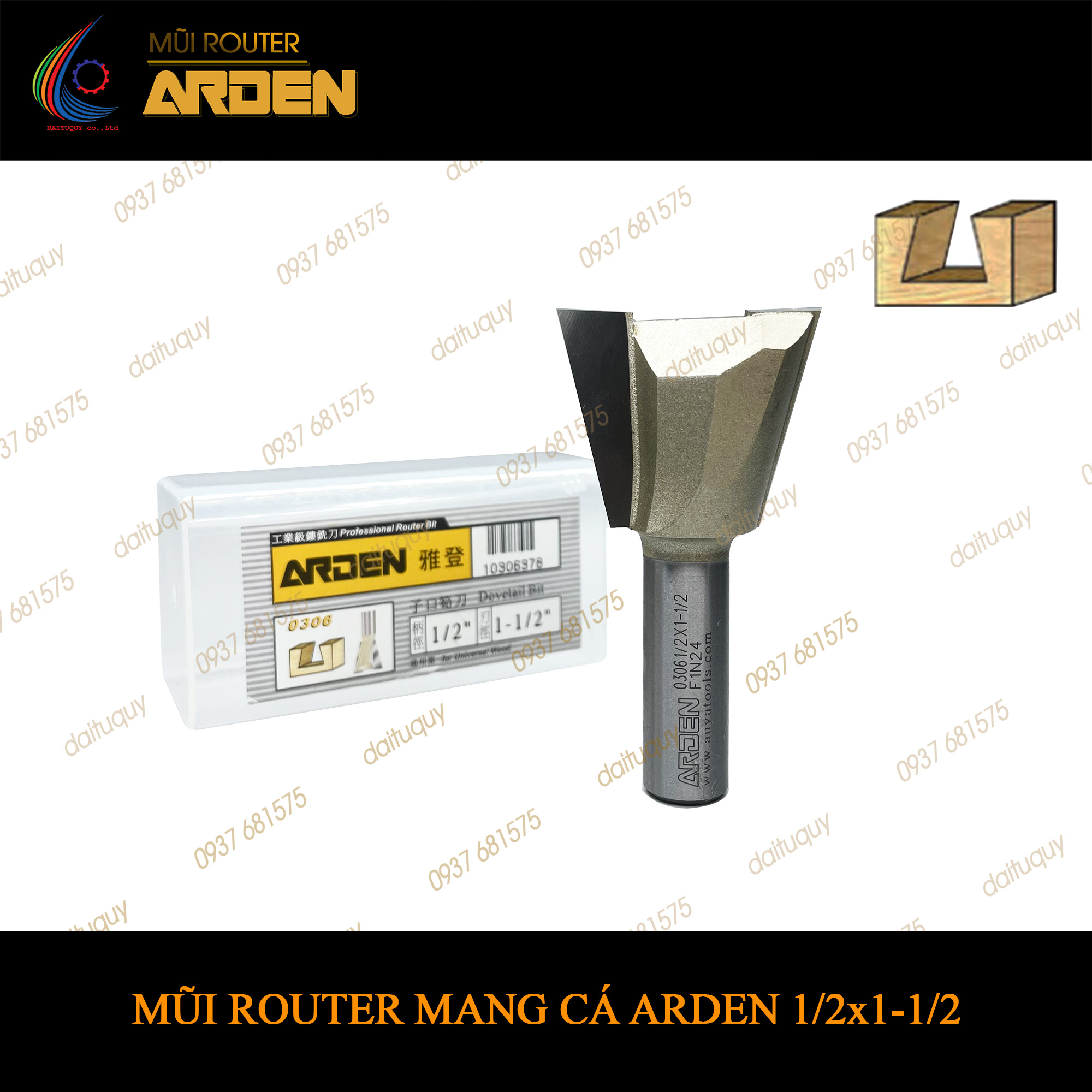 Mũi phay router mang cá Arden 1/2x1-1/2